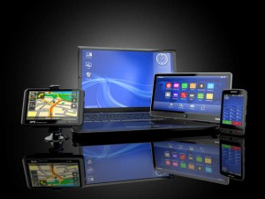 Electronics. Laptop, mobile phone, tablet pc and gps